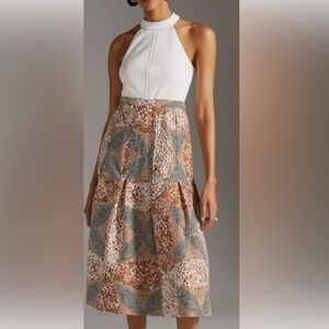 Anthropologie Sleeveless Mock Neck Twofer Halter Midi Dress